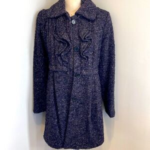 Vintage Guess Los Angeles Ruffle Purple Pea coat Size MEDIUM